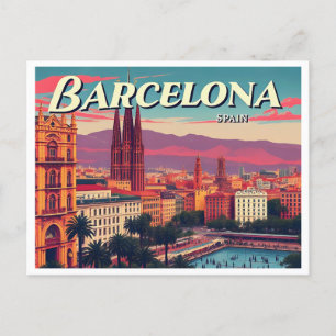 VINTAGE VAN BARCELONA SPANJE BRIEFKAART