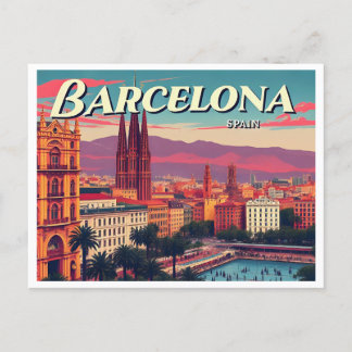 VINTAGE VAN BARCELONA SPANJE BRIEFKAART