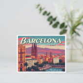VINTAGE VAN BARCELONA SPANJE BRIEFKAART (Staand voorkant)