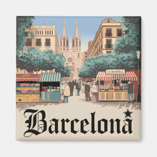 Vintage van Barcelona Spanje Magneet