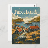 Vintage van de Faeröer Briefkaart (Voorkant / Achterkant)