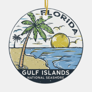 Vintage van de Golfeilanden National Seashore Flor Keramisch Ornament