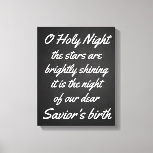 Vintage van de Heilige Nacht Kerstscript met Cha Canvas Afdruk