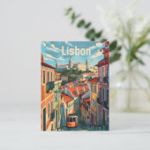 Vintage van de tram van Lissabon Briefkaart (Staand voorkant)