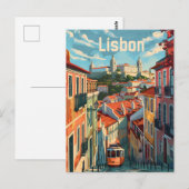 Vintage van de tram van Lissabon Briefkaart (Voorkant / Achterkant)