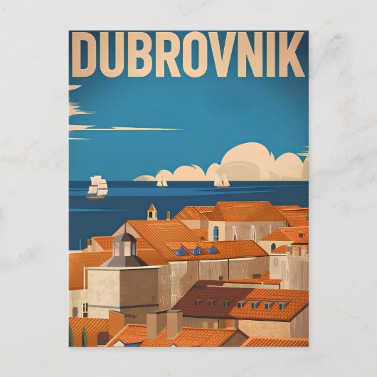 Vintage van Dubrovnik Briefkaart (Voorkant)