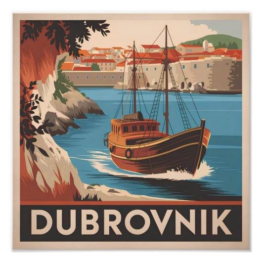 Vintage van Dubrovnik Foto Afdruk (Voorkant)