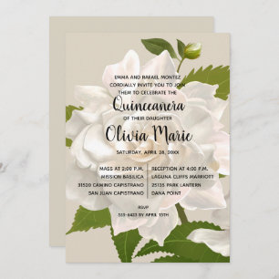 Vintage van Gardenia Floral Quinceañera Uitnodigin