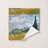 Vintage Van Gogh Champ de blé avec Cyprès (Gant de toilette)