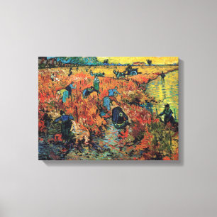 Vintage Van Gogh De Rode Wijnwerf Canvas Afdruk
