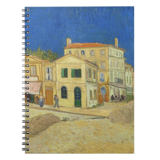 Vintage Van Gogh Gele Huis Blauwe Lucht Schilderij Notitieboek (Voorkant)