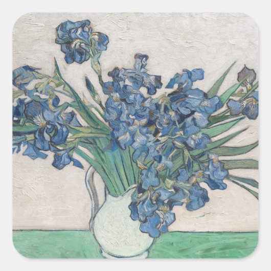 Vintage Van Gogh Irises Vierkante Sticker (Voorkant)