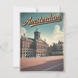 Vintage van het Amsterdamse Koningspaleis Briefkaart