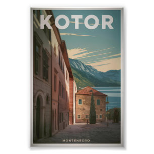 Vintage van Kotor Montenegro Foto Afdruk