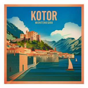 Vintage van Kotor Montenegro Perfect Poster