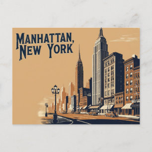 Vintage van Manhattan, New York Briefkaart