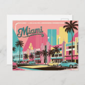 Vintage van Miami, Florida Briefkaart (Voorkant / Achterkant)