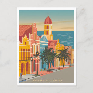 Vintage van Oranjestad Aruba Briefkaart