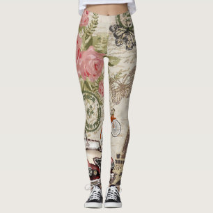 Vintage van Parijs: Briefkaart stijl Leggings