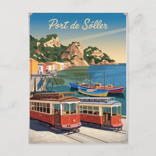 Vintage van Port de Soller Mallorca Briefkaart (Voorkant)
