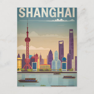 Vintage van Shanghai Briefkaart