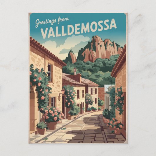 Vintage van Valldemossa Mallorca Briefkaart (Voorkant)