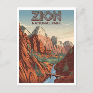 Vintage van Zion National Park Briefkaart