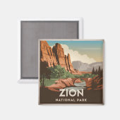 Vintage van Zion National Park Magneet (Voorkant / Achterkant)