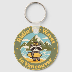 Vintage Vancouver Wasbeer Surfer Sleutelhanger