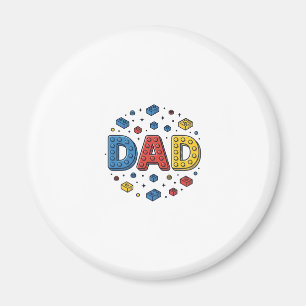 Vintage Vector Ontwerp Vader Bouwblokken_1 Magneet
