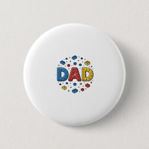 Vintage Vector Ontwerp Vader Bouwblokken_1 Ronde Button 5,7 Cm