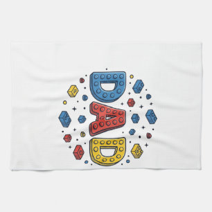 Vintage Vector Ontwerp Vader Bouwblokken_1 Theedoek