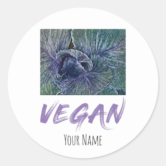 Vintage Vegan Red Cabbage Ronde Sticker (Voorkant)