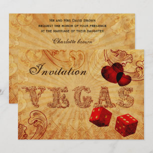 vintage Vegas bruiloft voor rode doce Kaart