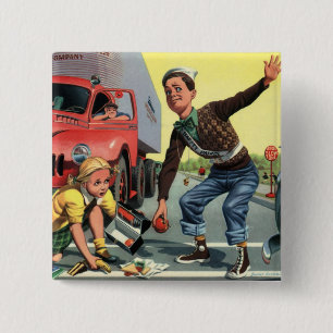 Vintage Veiligheidspatrouille Overstekersbeambte H Vierkante Button 5,1 Cm