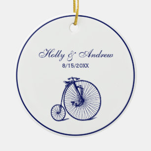Vintage Velocipede Penny Farthing Bicycle Bike Blu Keramisch Ornament