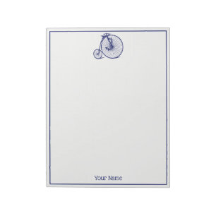 Vintage Velocipede Penny Farthing Bicycle Bike Blu Notitieblok