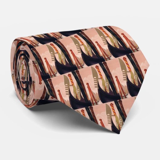 Vintage Venezia Gondolas Stropdas (Opgerold)