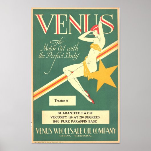 Vintage "Venus" motorolie-Poster Poster (Voorkant)