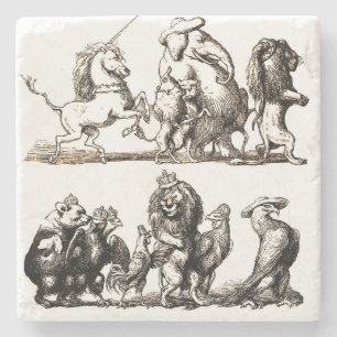 Vintage Verhaalboek Dierenparade: Muurkunst voor d Stenen Onderzetter