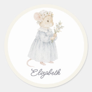 Vintage Verhaalboek Slaapkamer Cottagecore Baby Mu Ronde Sticker