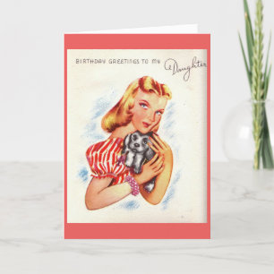 Vintage - Verjaardagsgroeten aan mijn dochter, Kaart