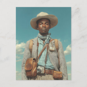 Vintage Verkenner Portret met Camera en Reis G Briefkaart