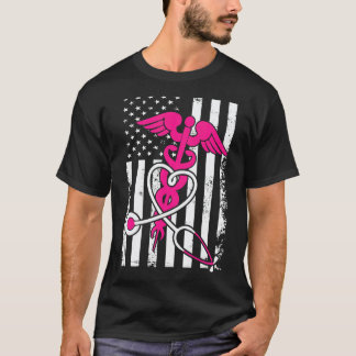 Vintage Verpleegster Vlag Verpleging Amerikaans Us T-shirt