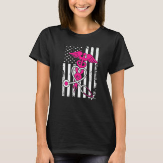 Vintage Verpleegster Vlag Verpleging Amerikaans Us T-shirt