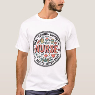 Vintage verpleegster waardering bloem shirt medisc