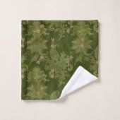Vintage vert Damask Floral Orange Dragonlies (Gant de toilette)