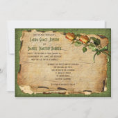 Vintage Vert, Gold Frame Photo Wedding Invitation  (Dos)
