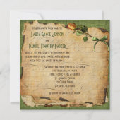 Vintage Vert, Gold Frame Photo Wedding Invitation (Dos)