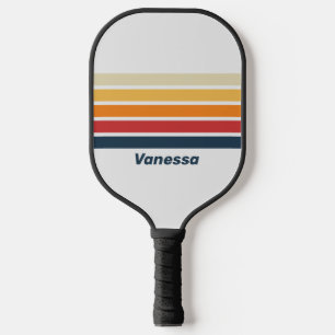 Vintage Vervaaagde Regenboog over Strepen met Naam Pickleball Paddle